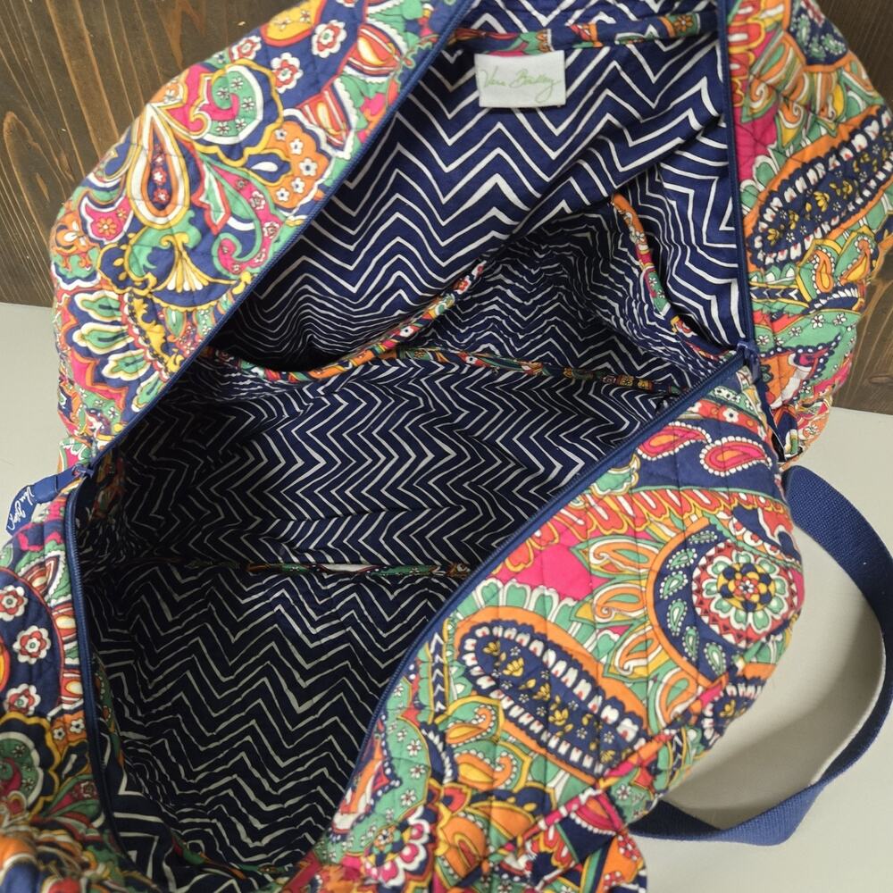 Vera Bradley Grand Traveler Venetian Print Blue Orange Red Paisley - Picture 7 of 10